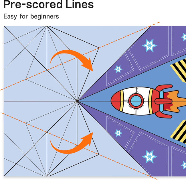 A paper airplane sheet with printed folding guides