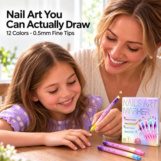12-Color Fine-Tip Nail Art Pens